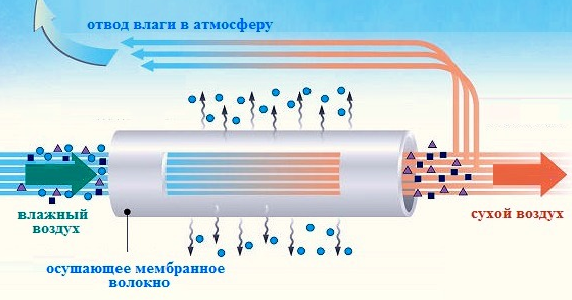 Принцип работы мембранного осушителя